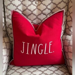 Rae Dunn Red Jingle Holiday Pillow